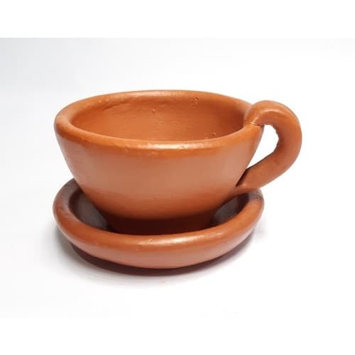 Vaso Com Prato De Barro Para Suculentas De Jardim E Varandas