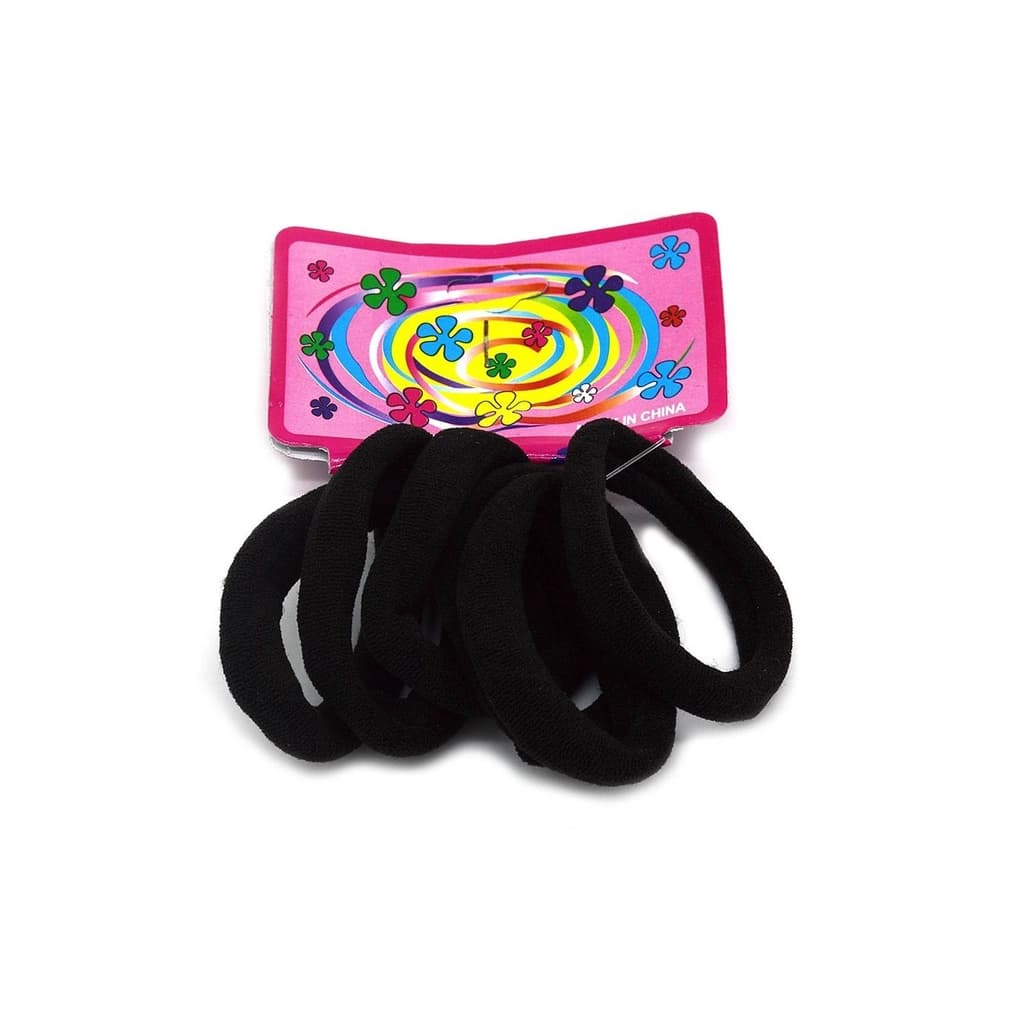 Pacote com 06 Elásticos colorido Xuxinha Cabelo rabico Cor Preto