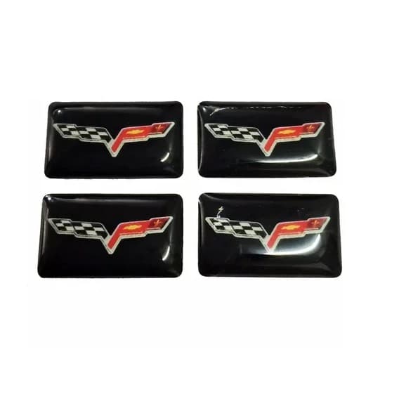 Kit Mini Emblema Adesivo Corvette Chevrolet Gm Rodas Painel
