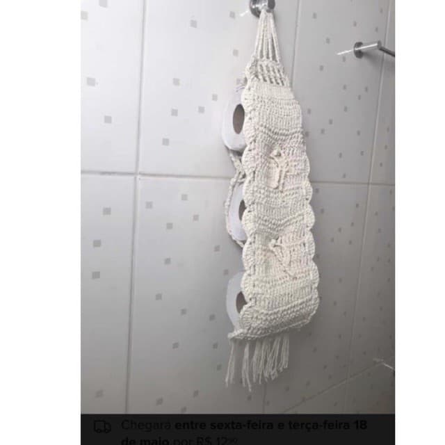 Porta Papel Higiênico Cru Simples 3 rolos Crochê