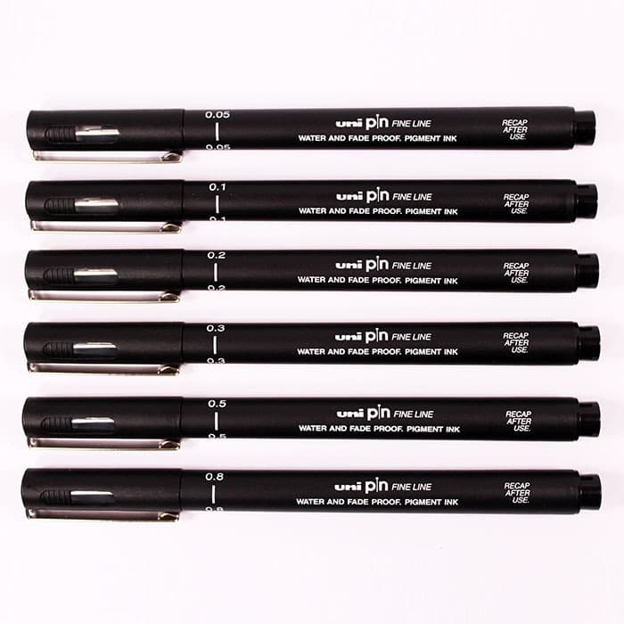 6 Pcs UNIPIN Agulhas De Desenho Caneta Forro Fino Marcadora Micron