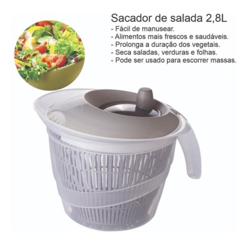 Seca Saladas Centrífuga Secadora manual com cesto