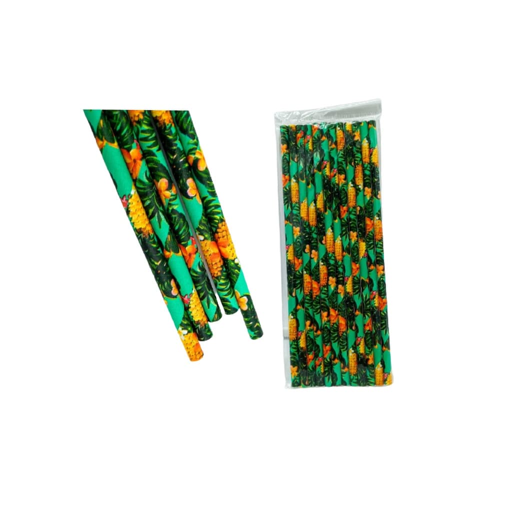 Canudos Tropicais Decorativos – 12 Unidades | 20cm | Ideal para Festas e Drinks