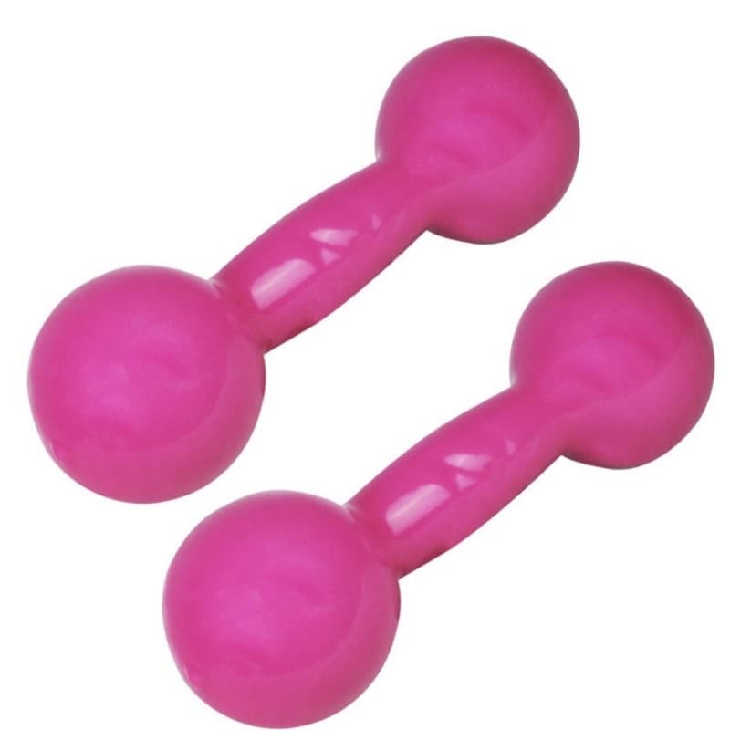 Par de halteres emborrachado 2kg Rosa (2 unidades). 4kg total