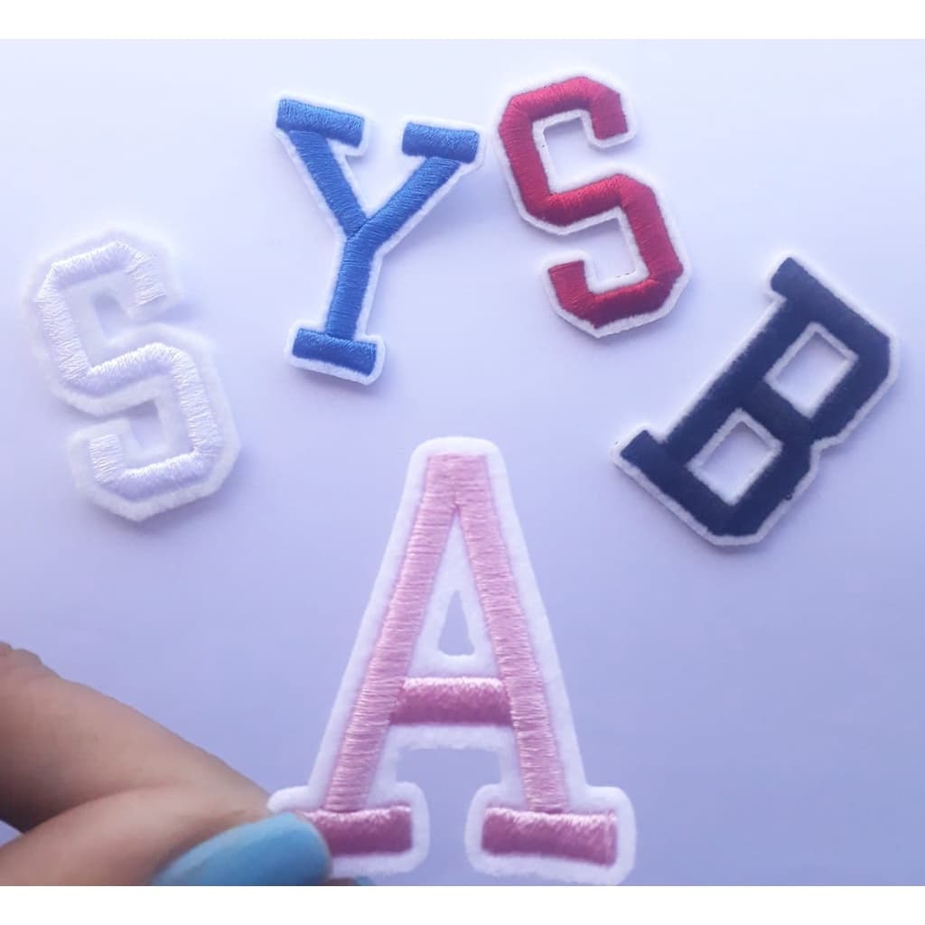 Letra Bordada Patch Brasil Termocolante Rosa Branco Verde Preto Azul Vermelho Letras Aplicação Roupas Toalhas