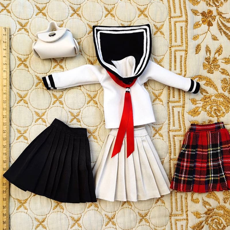 1 / 6 Bjd Roupas Saia Plissada Terno Articulações Boneca Bonecas Uniformes 28 Centímetros Acessórios Da Boneca Estilo College Uniformes Escolares