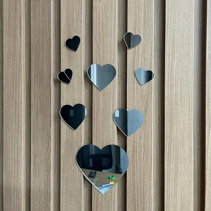 Espelho Decorativo Luxo Decoração Casa Sala De Coração 8 Peças