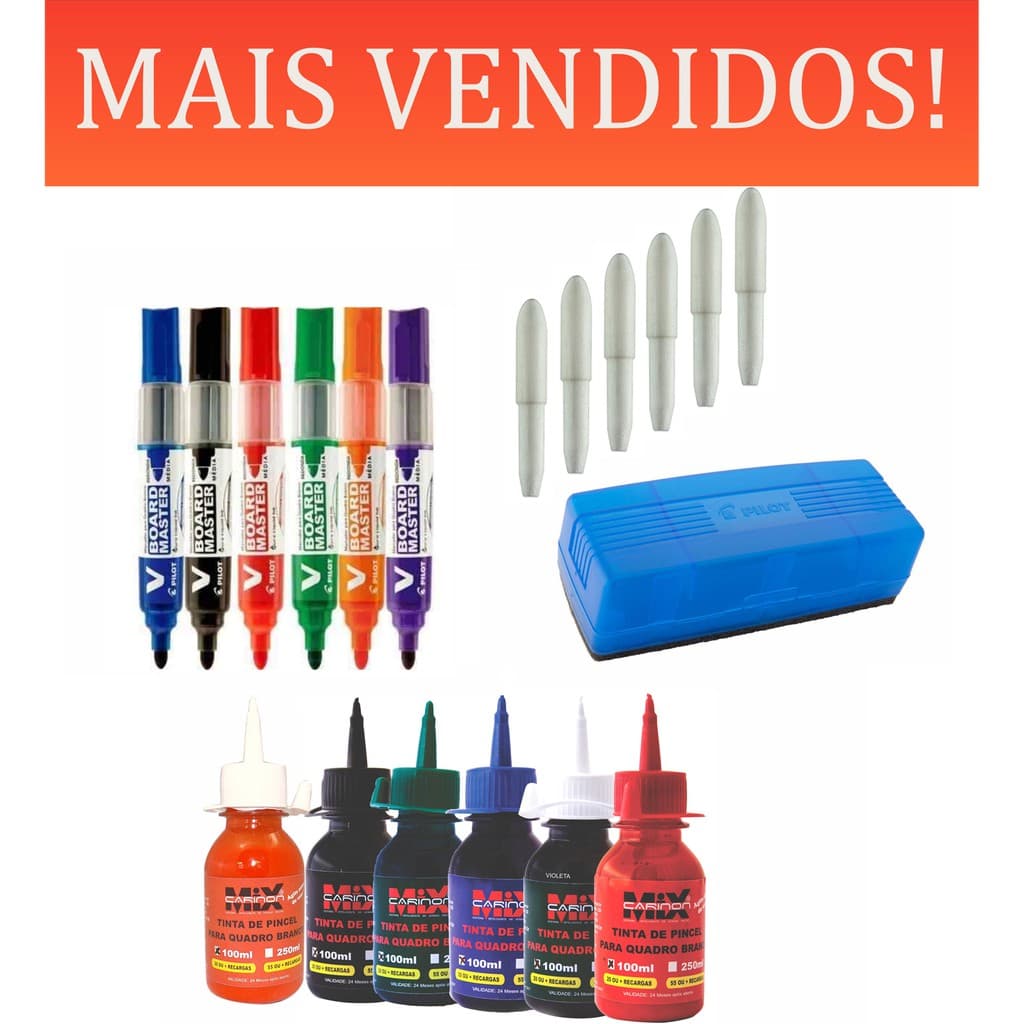 Kit Do Professor Tinta Para Quadro Branco + Pincel + Pontas + Apagador