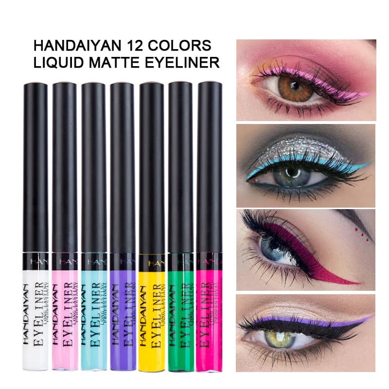 Lápis Delineador Colorido/Maquiagem À Prova D'água Cor Líquida De Olho Make Up Cosméticos Amarelo Fosco Caneta Roxo