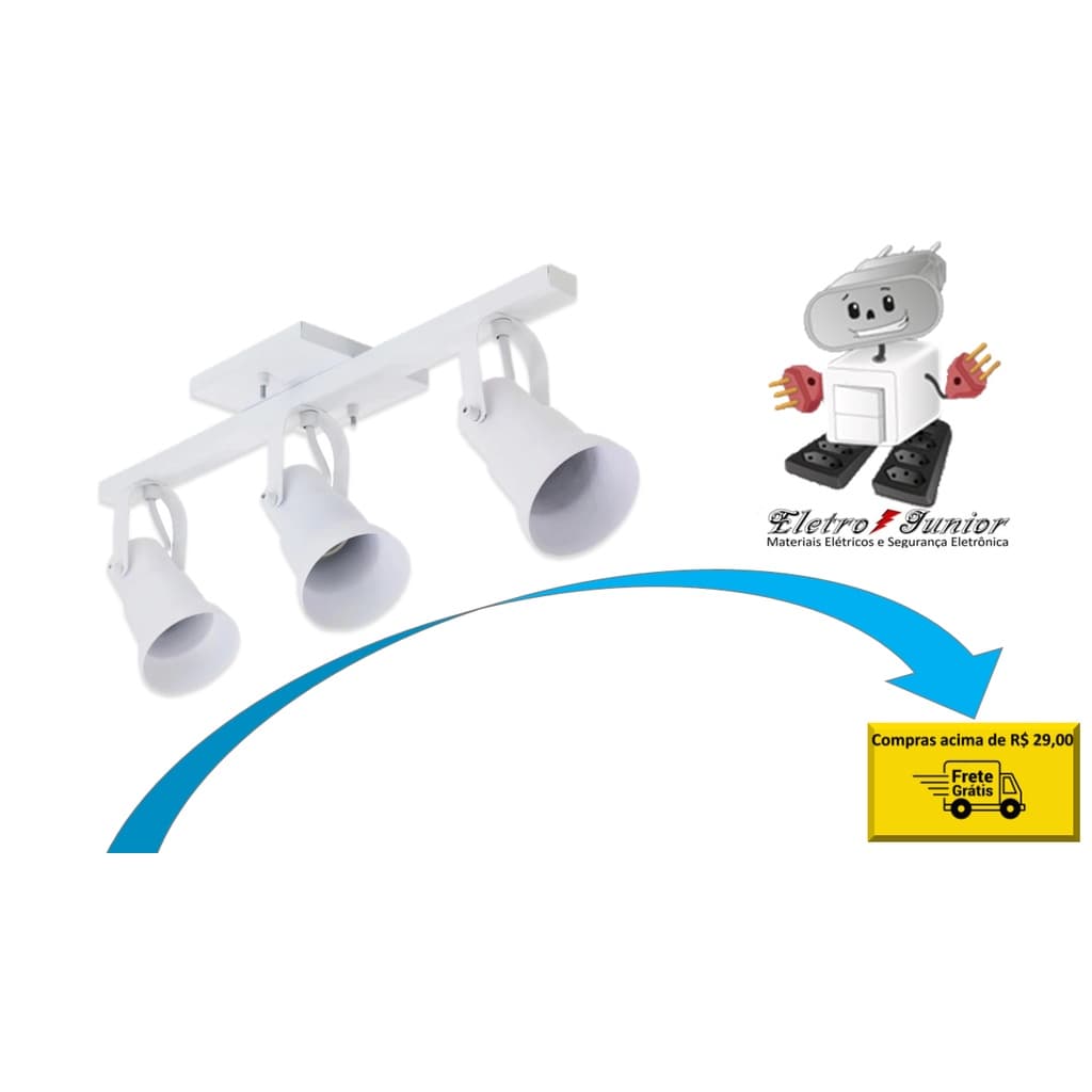 TRILHO SPOT 3 LUSTRE DIREC. LED OU 2 LAMPADA LED 9W