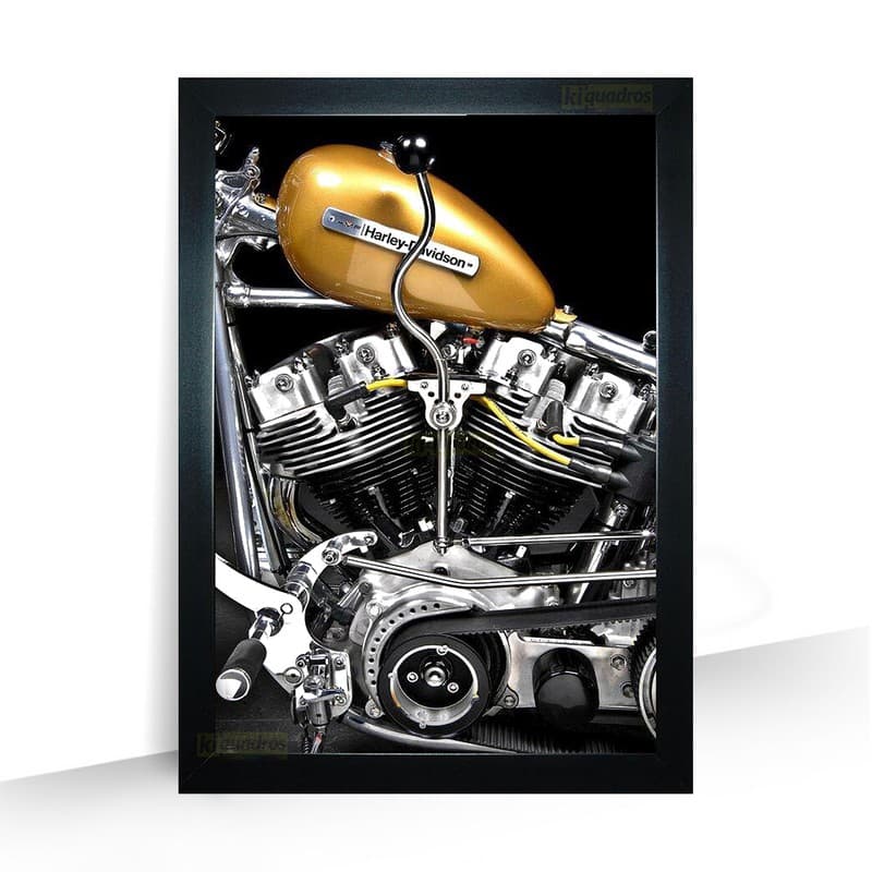 Quadro Decorativo Moto Harley Rock Music com Moldura 32x44cm