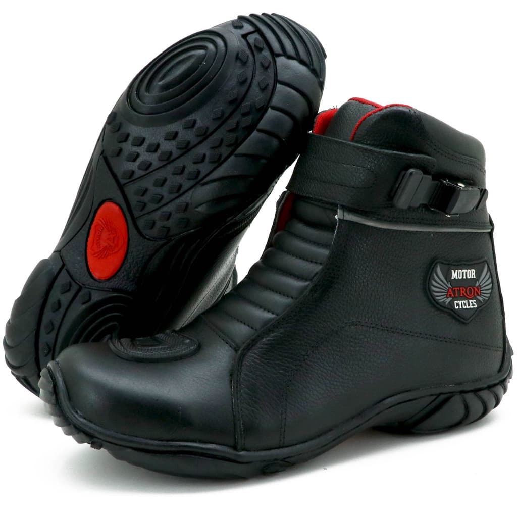 BOTA COTURNO MOTOCICLISTA COURO 287 KM PRETA