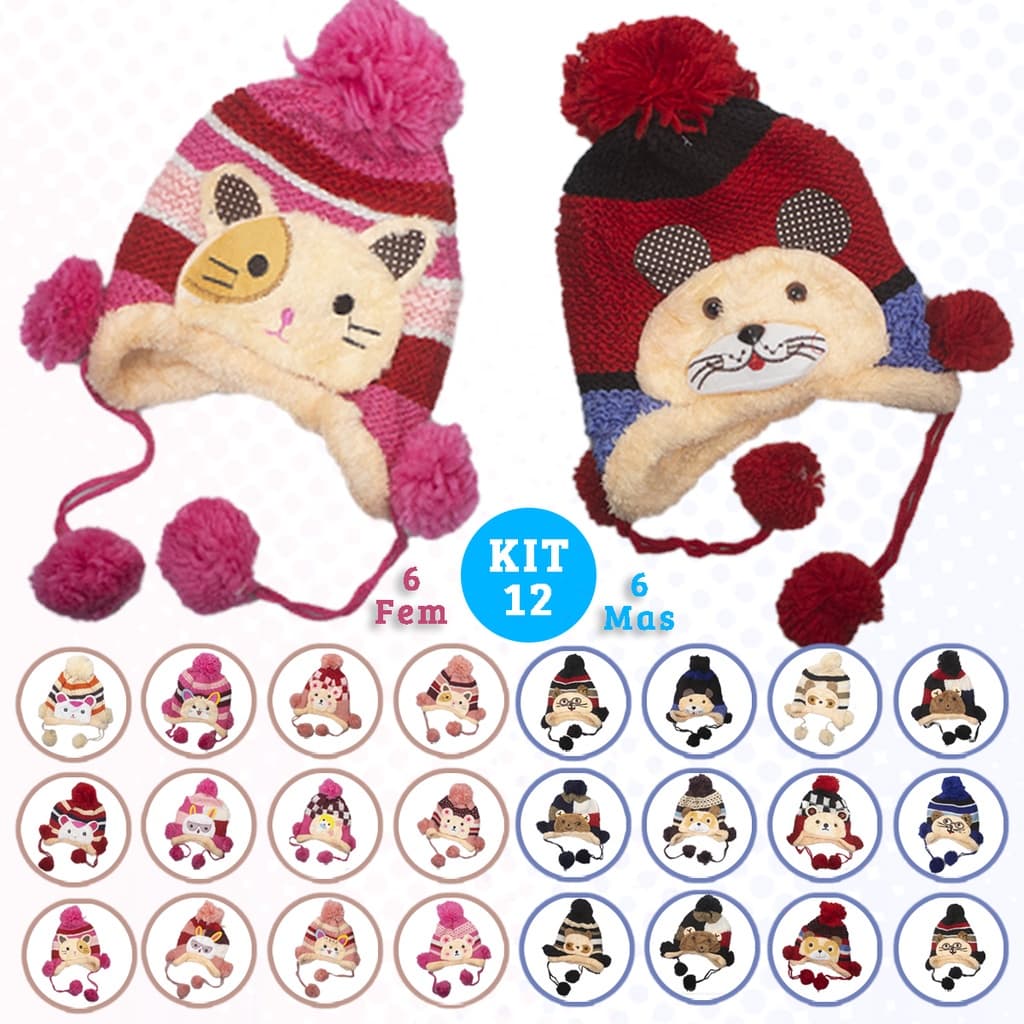 Atacado Kit 12 Peças Touca Forrada Gorro Frio Varias Cores Toca Oferta Promoção Barato kit Inverno