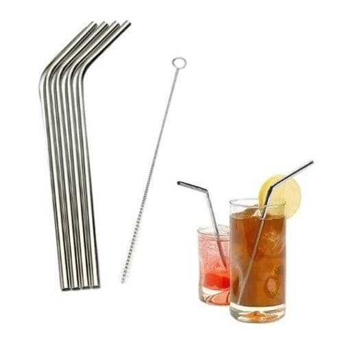 4 Peças Canudos Inox Ecologico Reutilizavel Kit