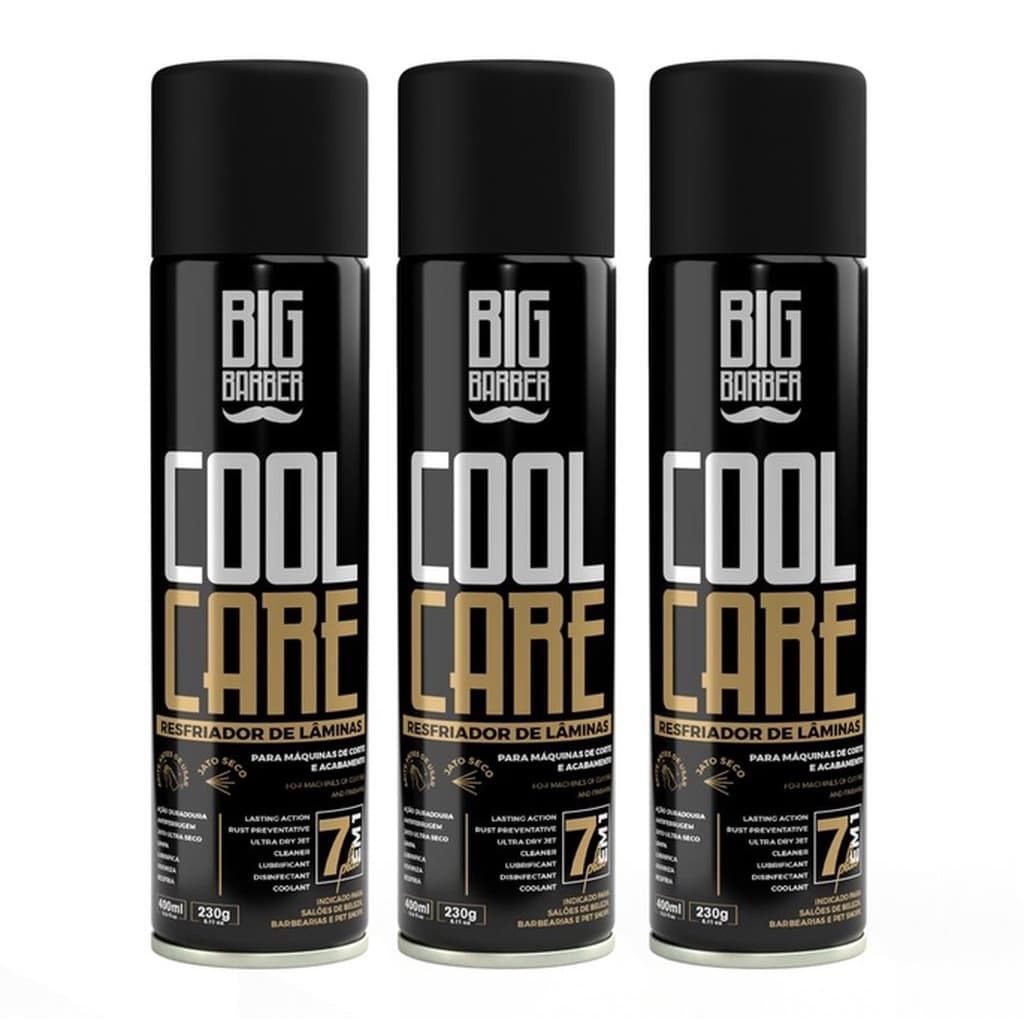 Resfriador De Lâminas Big Barber Cool Care 7 em 1 Plus 400ml/230g Caixa Com 3 unidades