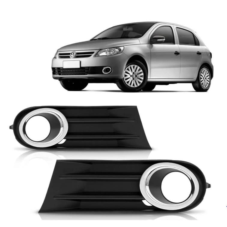 Tela Para-choque moldura Farol de Milha Gol G5 Voyage g5 2008 2009 2010 2011 2012 Com Milha Aro Cromado