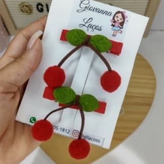 Parzinho de Cerejinha/ Laço de Cabelo Infantil