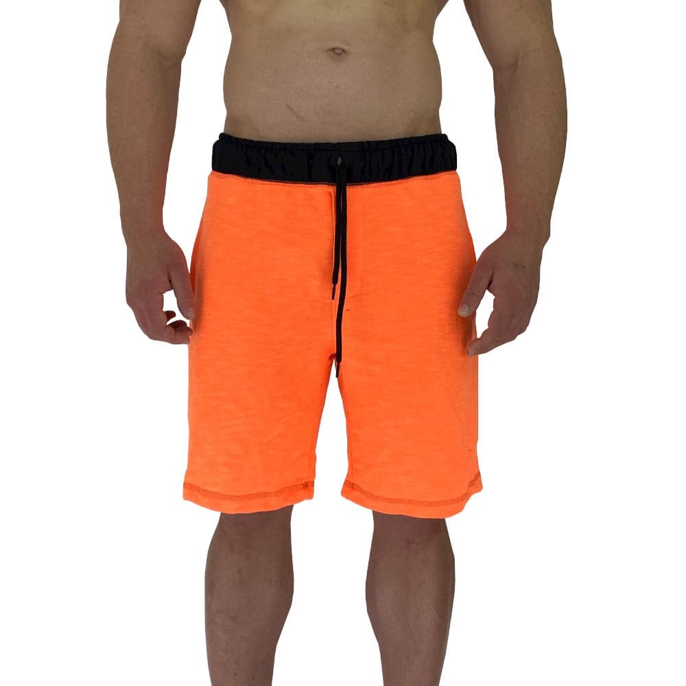 Bermuda Masculina Moletom MXD Conceito Laranja Fluorescente Academias Esportivas Casuais Bolso Lateral Varejo/Atacado