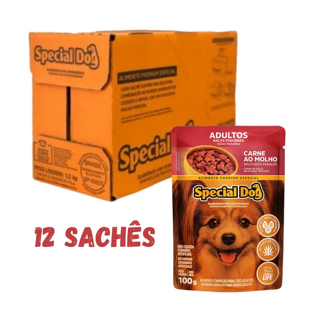 12 unidades Ração úmida Sache Premium Special Dog raças pequenas sache carne para cães cachorros original caixa lacrada