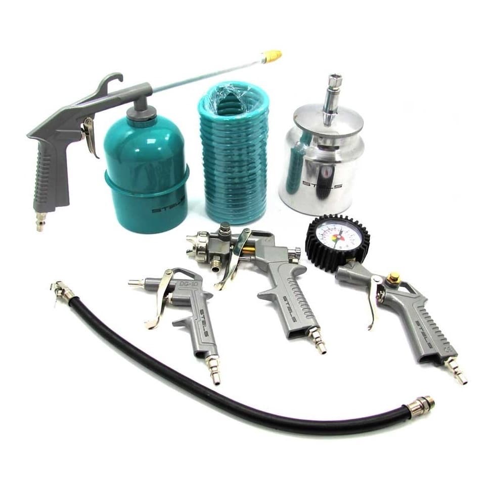 Kit Pintura Pneumática Pistola Pintura Tanque Baixo / Pistola Ar / Calibrador / Engate Rápido