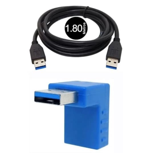 Kit 1 Cabo Usb M Para Usb M De 1.8 Mt + 1 Adaptador Usb 90 G