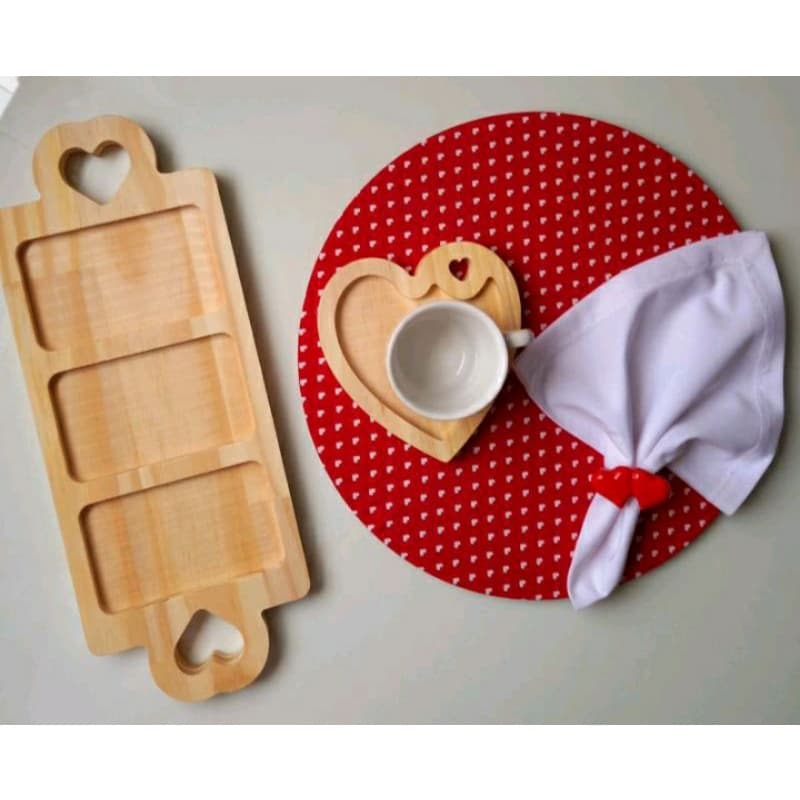 Petisqueira Coração + Tábua Petisqueira para Mesa Posta Frios e Decoração