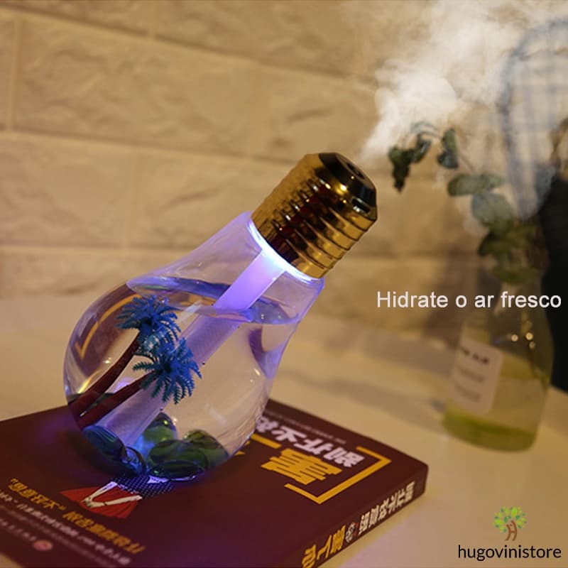 Mini Umidificador Ar Ambientes Lampada Cabo Usb Portátil Led Aromaterapia