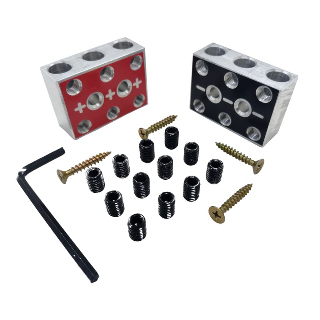 Par Barramento Bloco Distribuidor de Energia Bateria Amplificador Som 3x3 - 6 Vias Fixa Até 70mm²