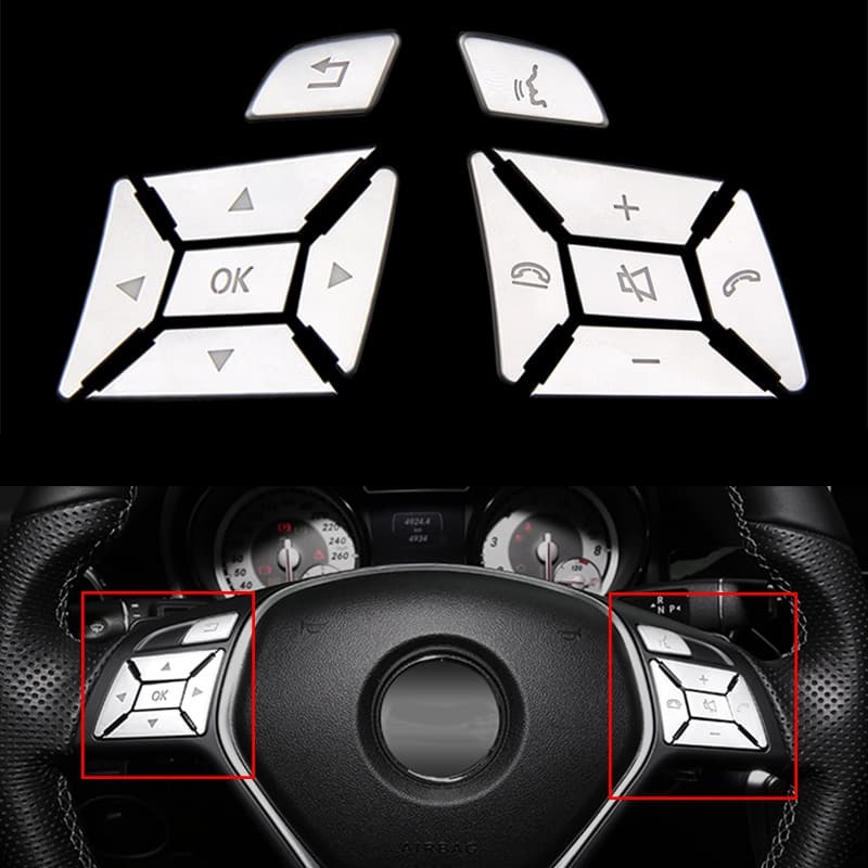 Botão Do Volante Carro Interruptor Guarnição Capa Adesivo Apto Para Mercedes Benz Abce Ml Gl Cla Gla Glk Sl Slk Classe W