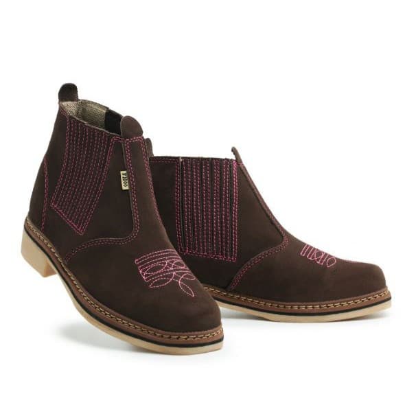 Bota Botina Feminina Couro Legítimo Country Texana Sola Borracha Latex