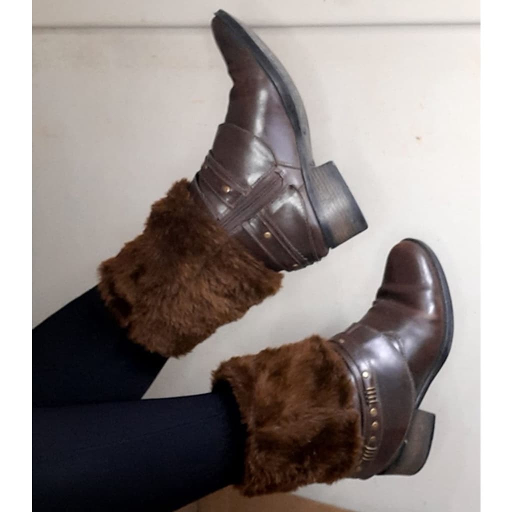 Polaina Peluda Feminina para Botas Marrom Chocolate, Branco, Preto, Rosa, Cinza
