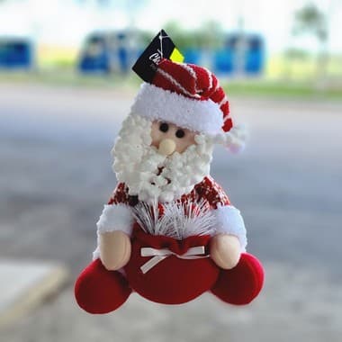 Papai Noel Sentado de Pelúcia com Saco de Presente 20cm Rio Master