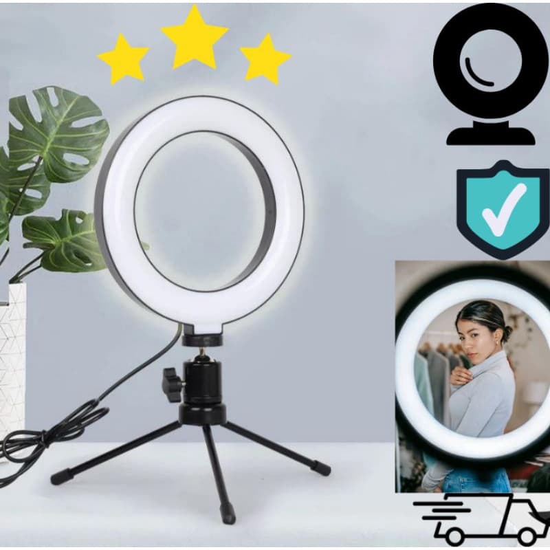Ring Light Led Mesa Iluminador Pequena Tripé 16 cm 6 Polegadas