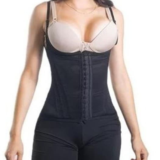 Cinta modeladora colete 12 barbatanas corselet redutora abdome cintura e barriga R27 -PRETO