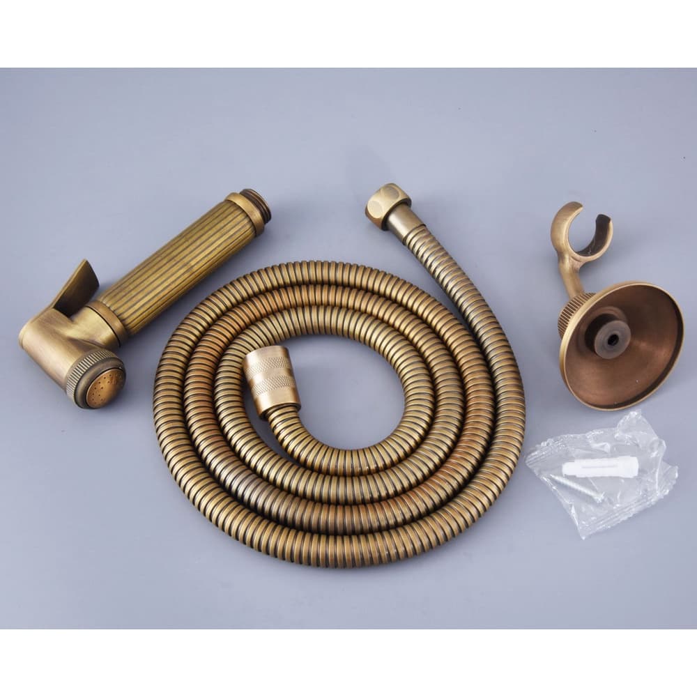 Pulverizador Pressurizado Limpo Portátil De Latão Antigo Para Banheiro E Mangueira De Chuveiro De 1.5 M Suporte De Pared