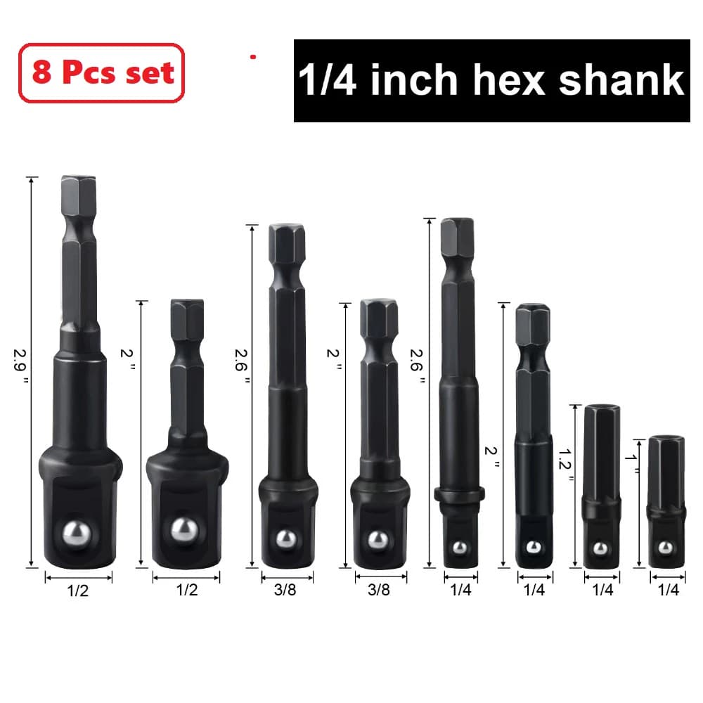 Conjunto De Brocas Adaptadoras De Soquete , 3 Peças/8 , Haste De Energia , 1/4 " 3 " 1/2 " , Extensão De Cabeça De Biela