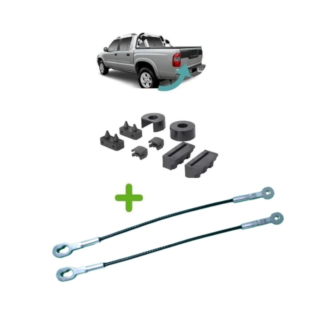 Kit Bucha Reparo Tampa Traseira + Par Cabo de Aço Gm S10 Anos 1996 Á 2007