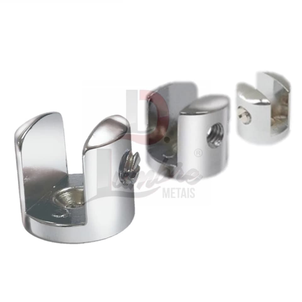 Suporte Pino Fenda Cromado Para Vidro 6mm 3 Peças