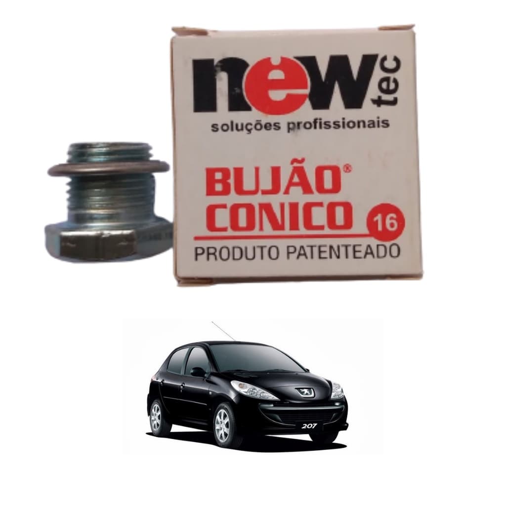 Bujão Cônico 16mm P/ Cárter Espanado Peugeot 207 1.0/1.4/1.6