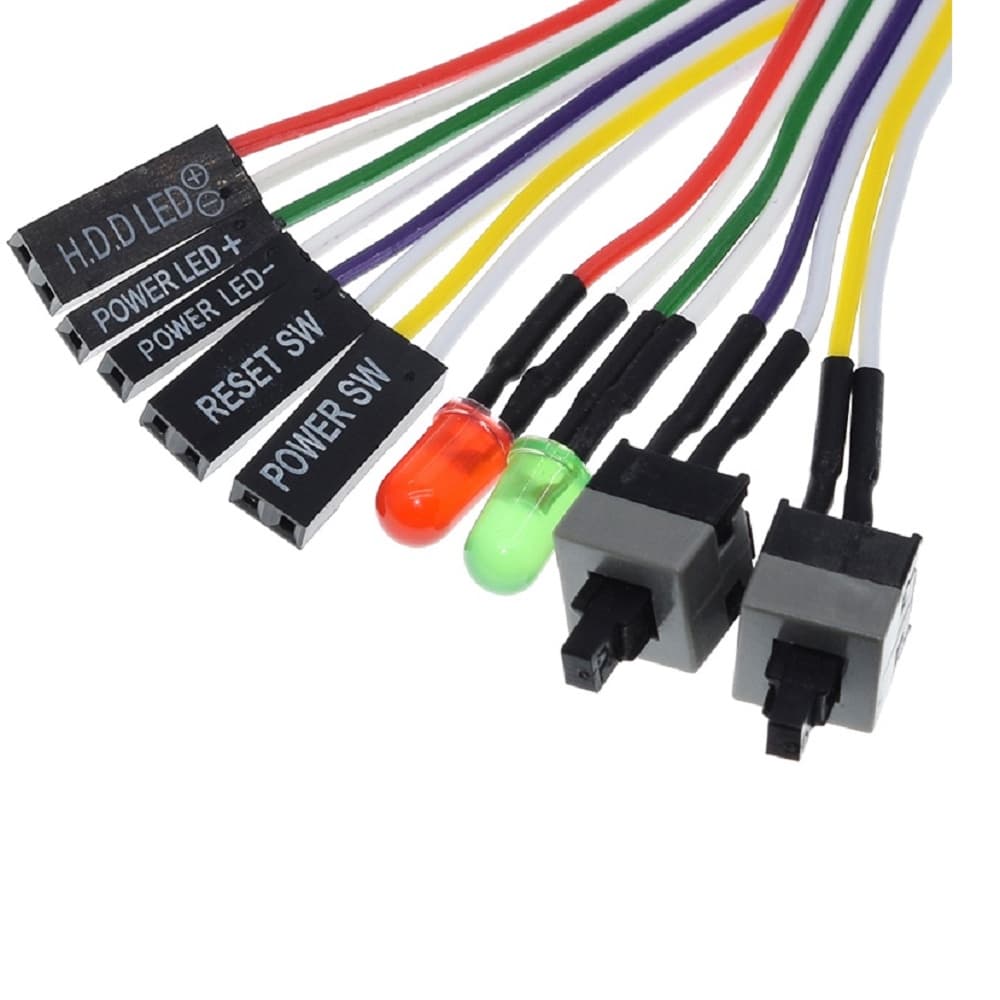 Cabo De Alimentação Computador Botão Power Sw E Reset Sw Com Leds
