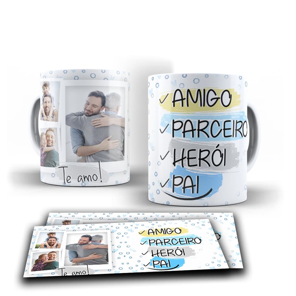 Caneca Personalizada Dia dos Pais com foto Caneca de Porcelana presente Papai