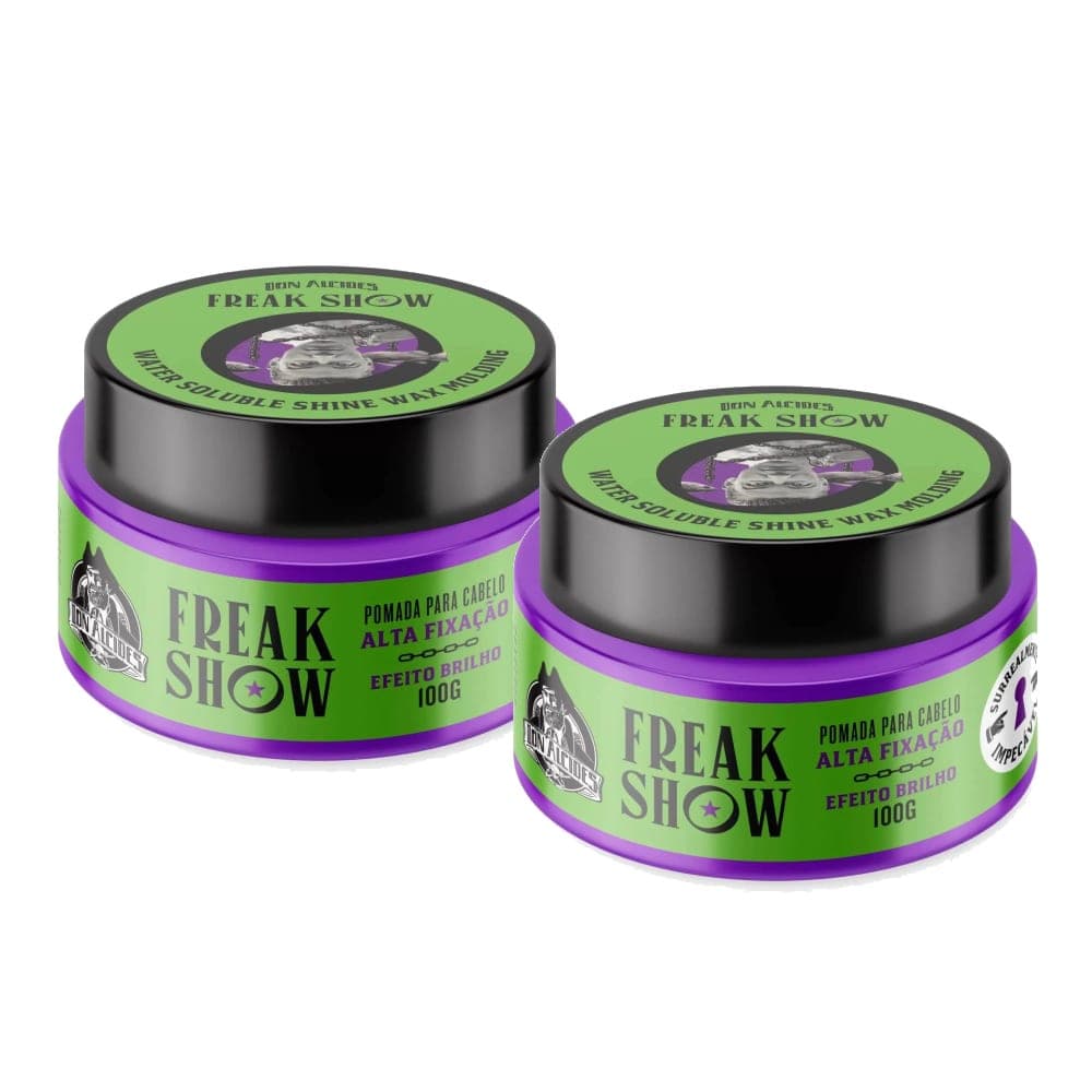 Kit 2 Pomada Para Cabelo Efeito Brilho water soluble shine wax don alcides freak show - 100gr