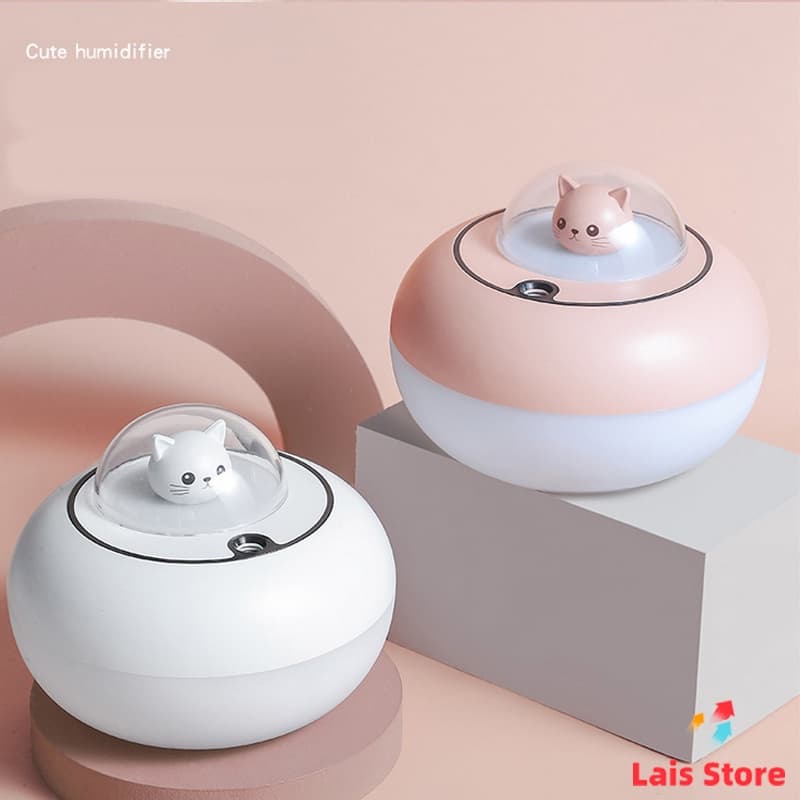 Umidificador de ar, purificador de ar aromaterapia OVNI com design de gato-Envio Imediato