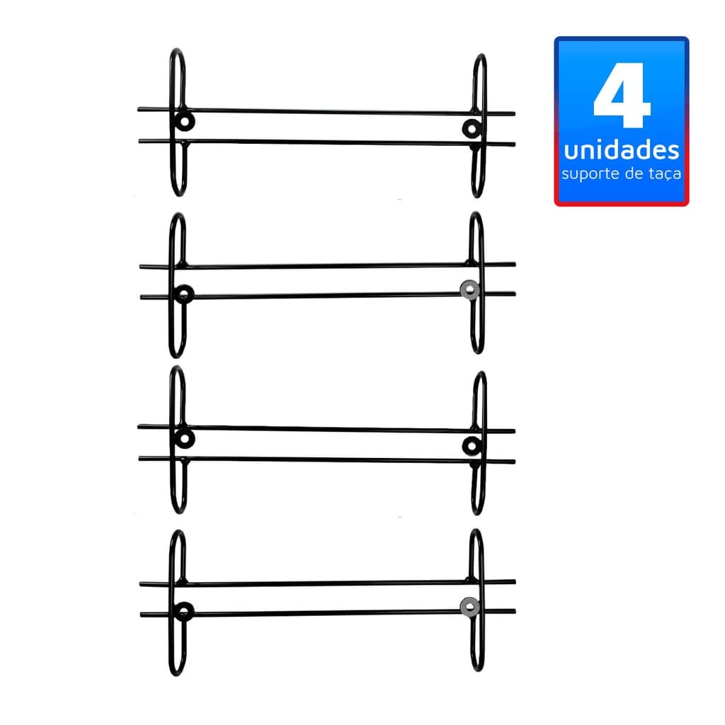Suporte Para Taças, de 39,5 cm Preto, 4 Unidades Tmt_variedades