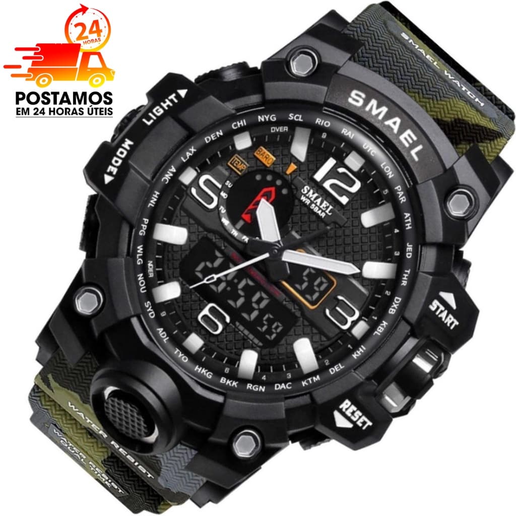 Relógio Masculino Militar Esportivo Digital Smael 1545 Relógio Masculino Smael 1545 Esportivo A Prova D'água Natação Relógio Smael 1802