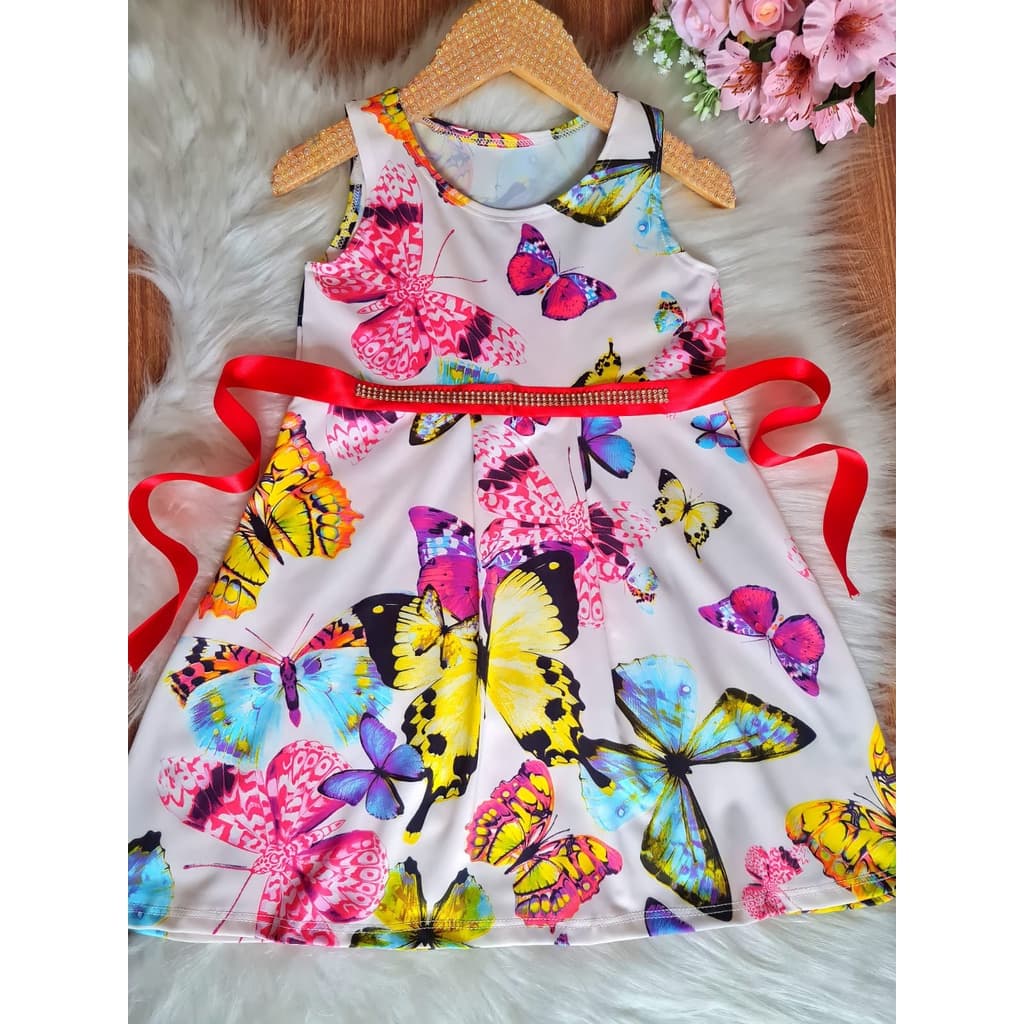Vestido Feminino Infantil com Faxinha de Strass de Menina