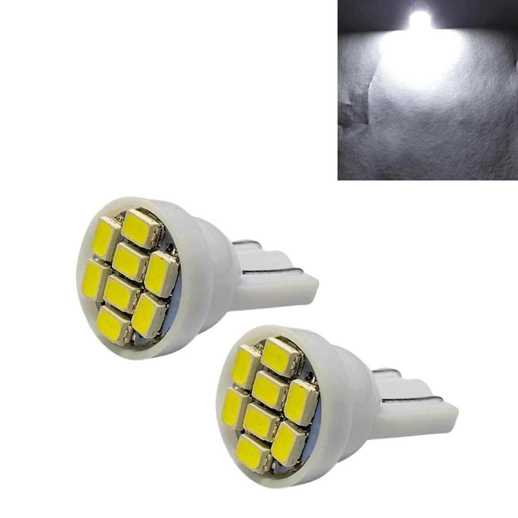 Lâmpadas LED para sinal de carro moto pingo T10 8 LEDs para farolete farol