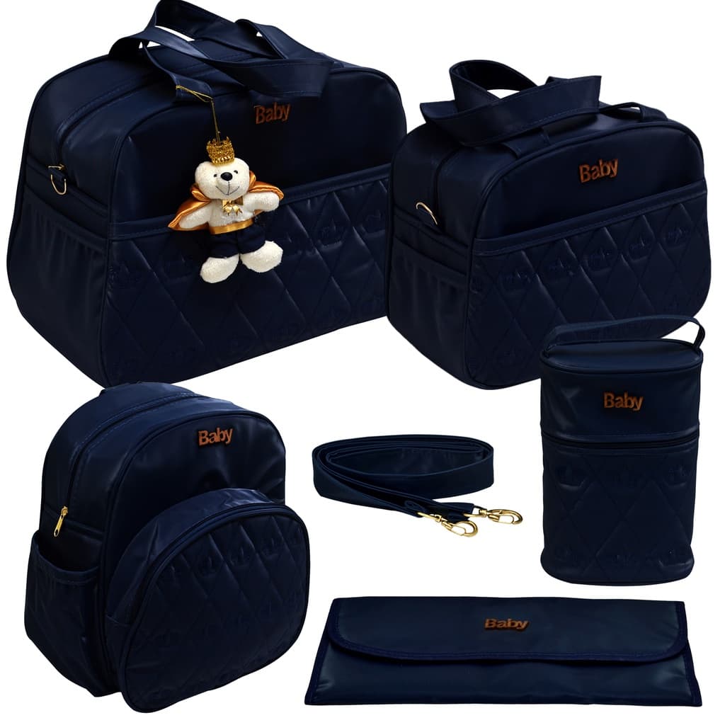 Kit bolsa/Mochila maternidade bebê gestante Masculino/menino 5 peças luxo