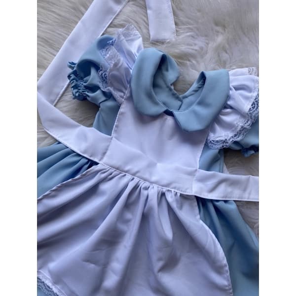 Vestido Temático Alice no país das maravilhas azul claro encomenda personalizado festa aniversario
