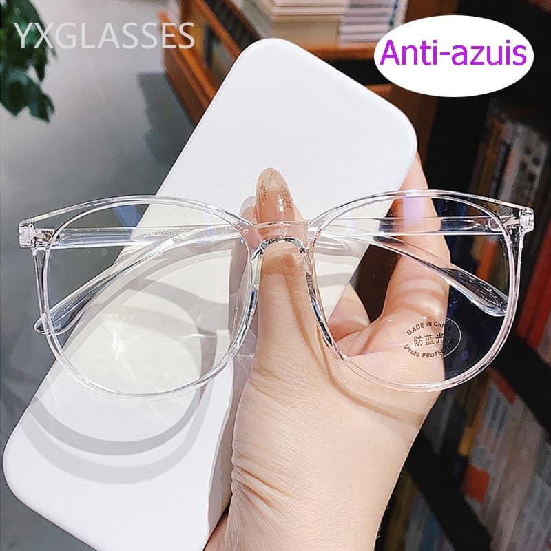Versão Coreana óculos Redondos Anti-azuis Femininos Da Moda Masculina Transparente Retro Wild Oculos Armação